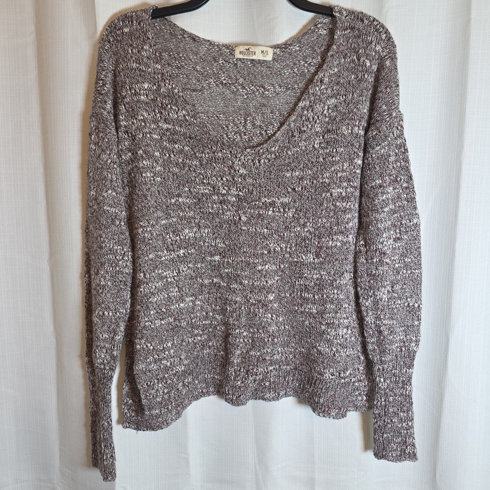 Hollister Marled Taupe Scoop Neck Sweater